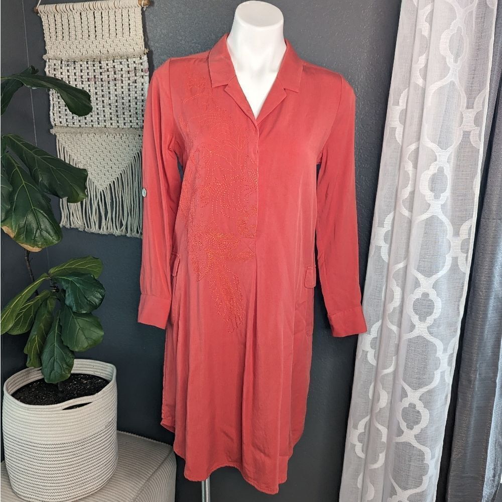 Soft Surroundings Weekender Embroidered Shirt Dress - Picture 2 of 10